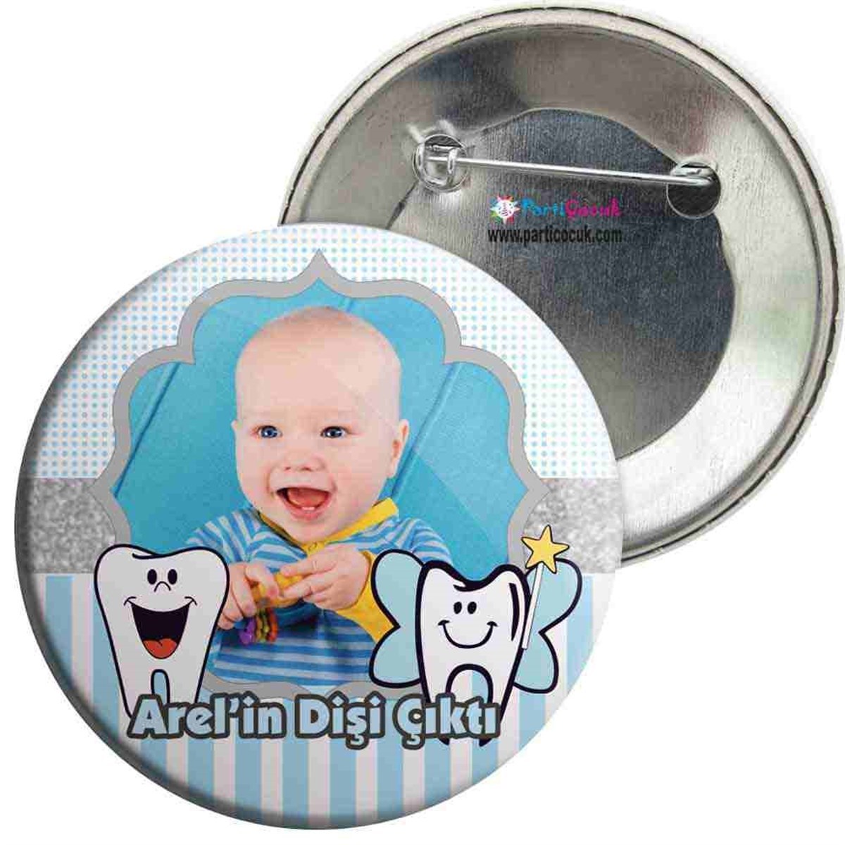 Diş Partisi Neşeli Mavi İğneli Rozet 