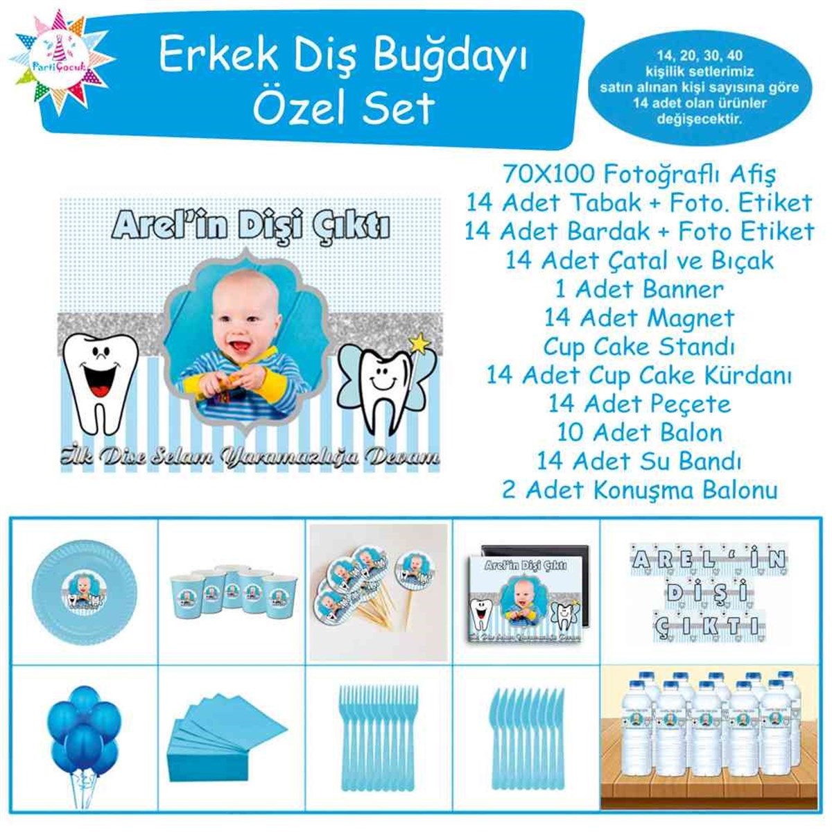 Diş Partisi Neşeli Mavi Özel Set 