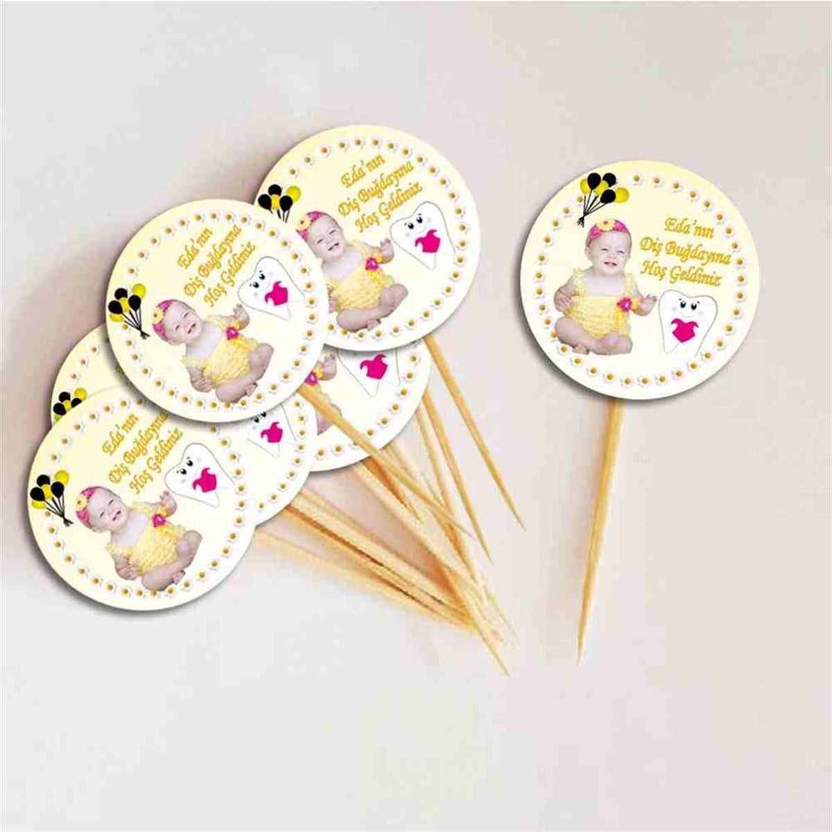 Diş Partisi Papatyalı Dişli Cupcake Kurdanı 