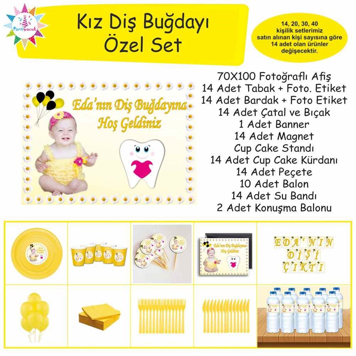 Diş Partisi Papatyalı Dişli Özel Set 