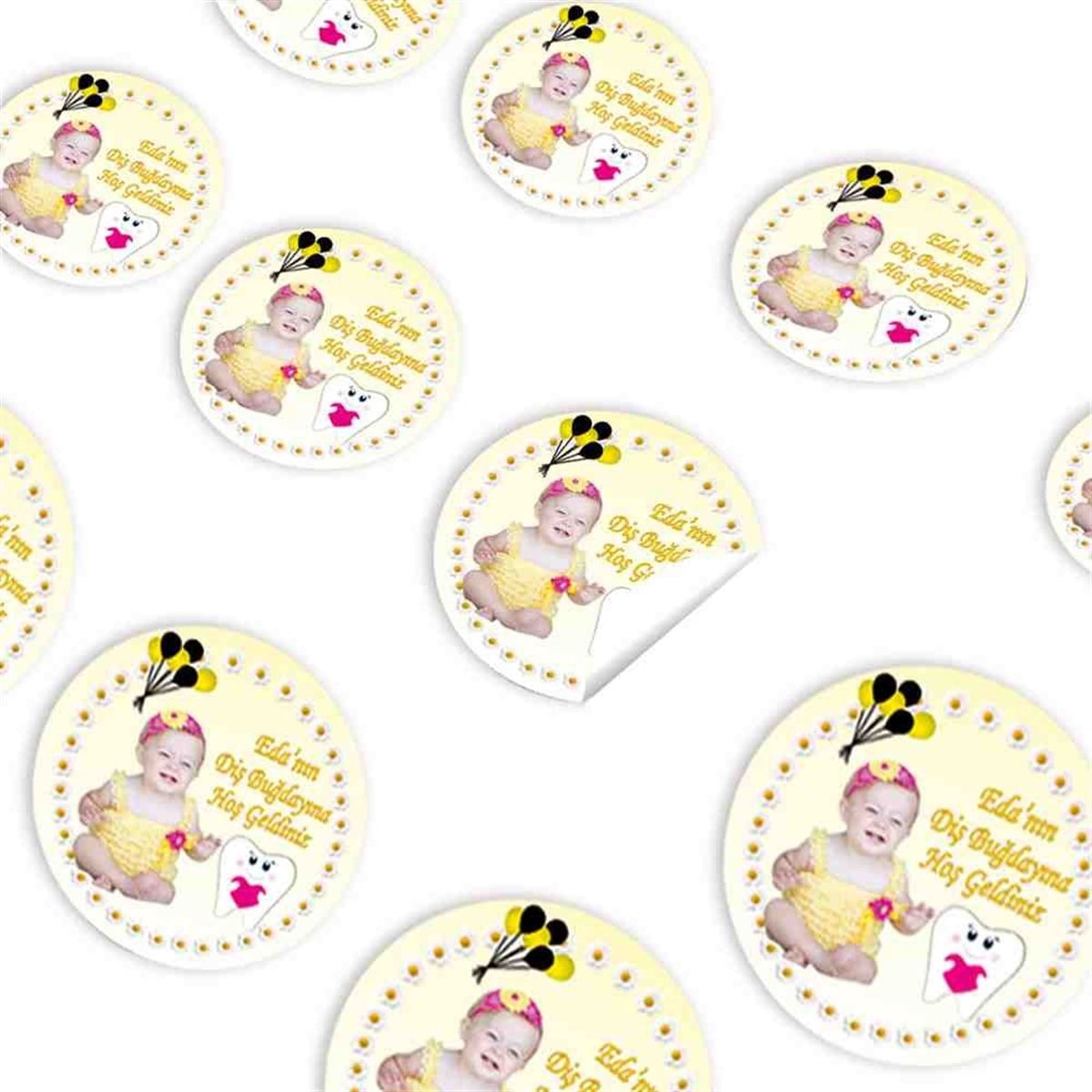 Diş Partisi Papatyalı Dişli Sticker 30 Adet 