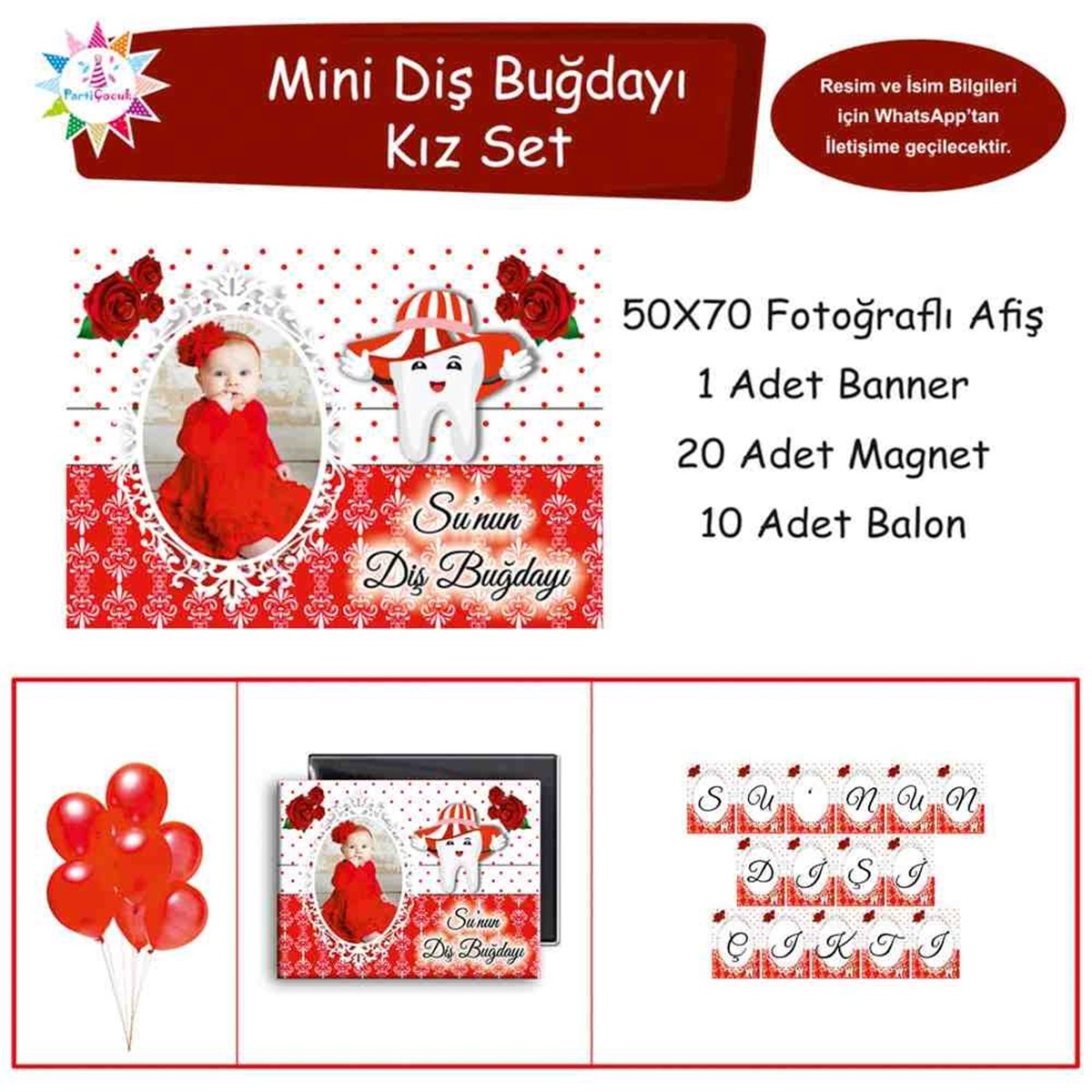 Diş Partisi Pembe Güllü Diş Parti Seti Mini Set 
