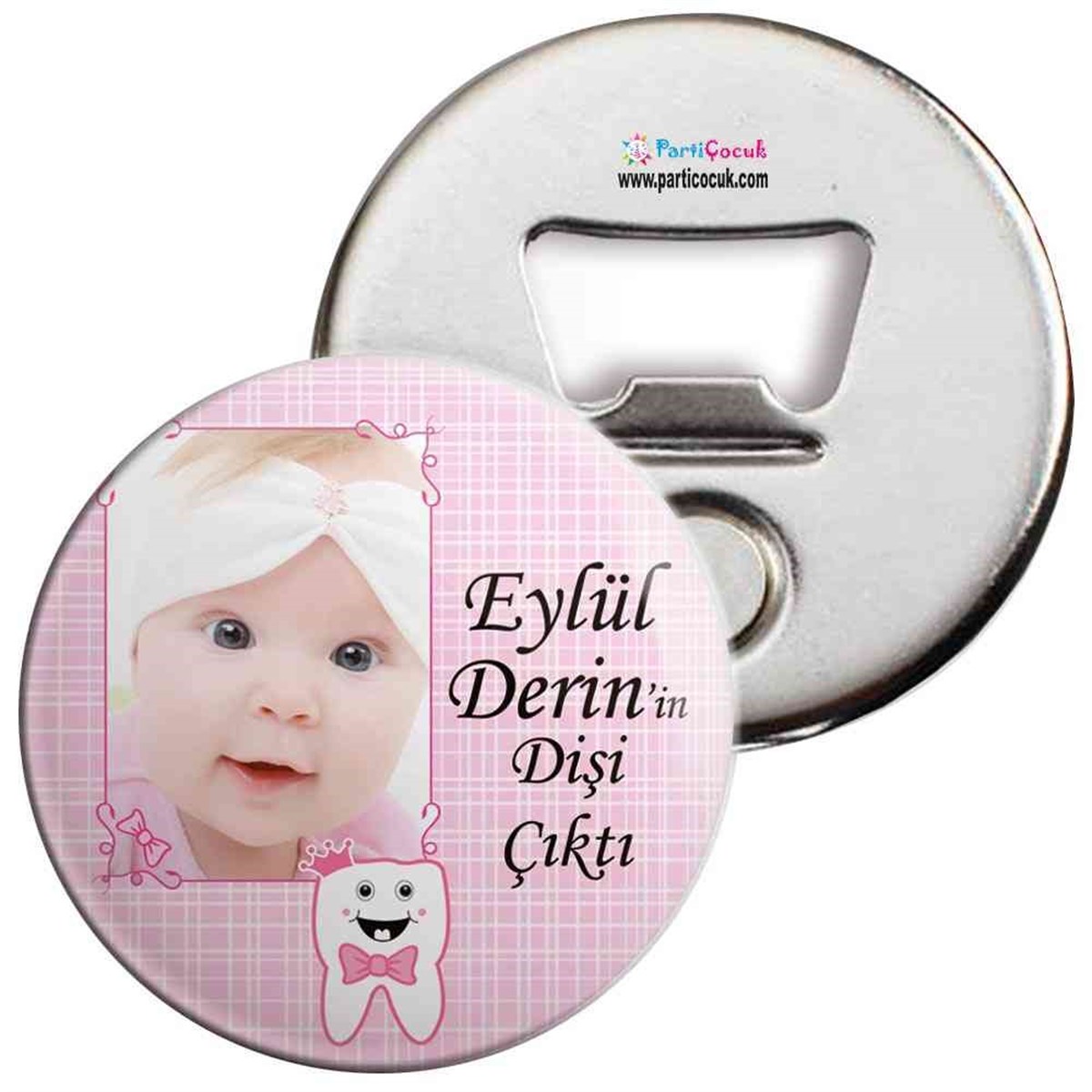 Diş Partisi Pembe Taçlı Diş Tema Açacaklı Magnet 