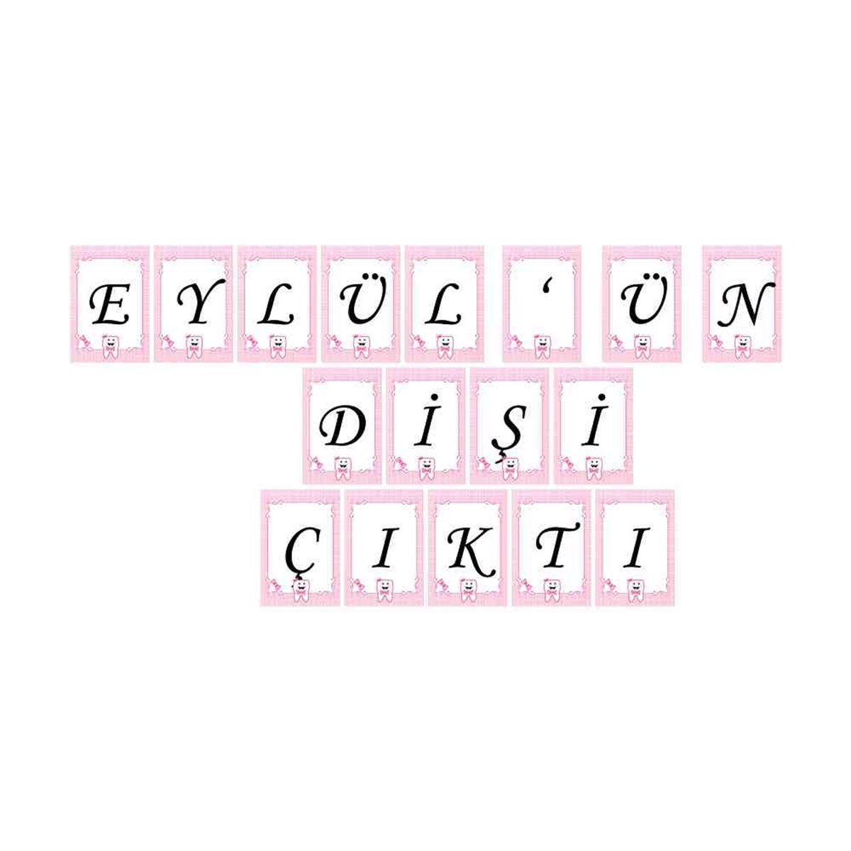 Diş Partisi Pembe Taçlı Diş Tema Harf Banner 