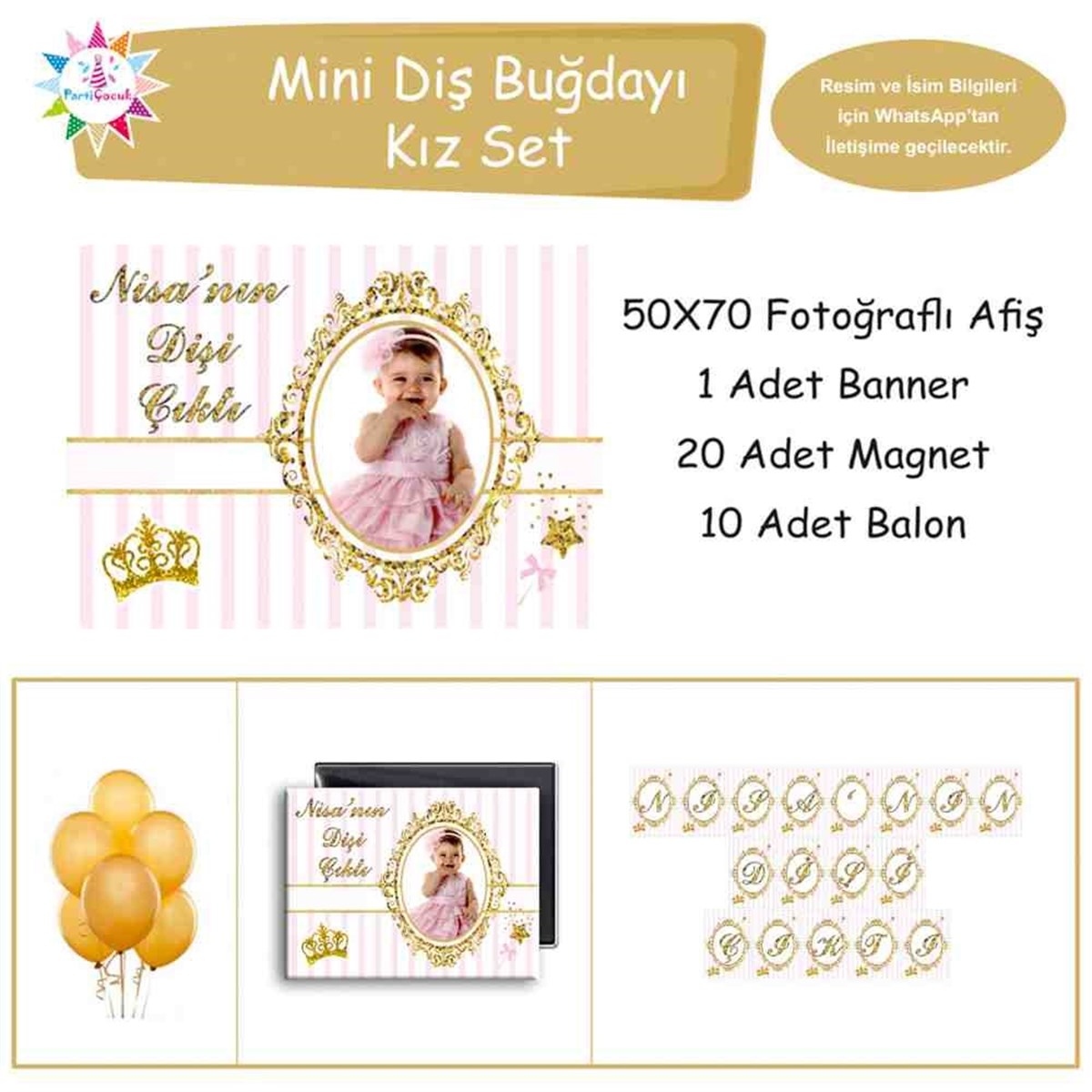 Diş Partisi Pembe Taçlı Diş Tema Mini Set 