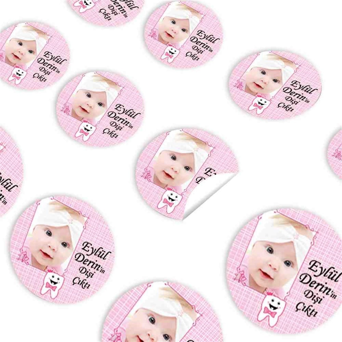 Diş Partisi Pembe Taçlı Diş Tema Sticker 30 Adet 