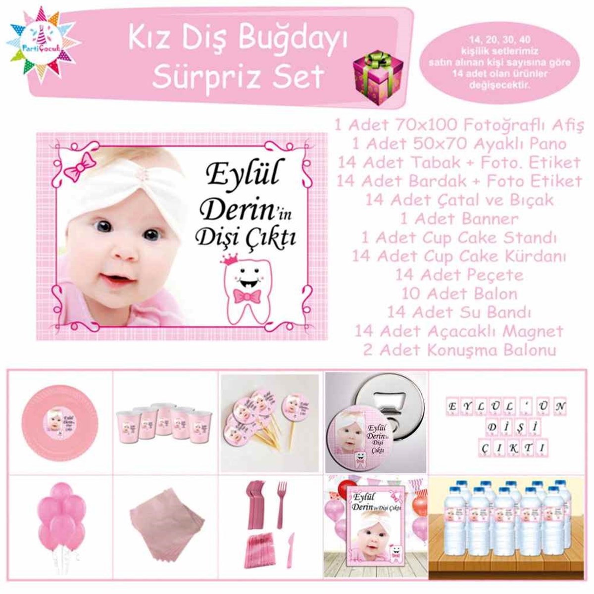 Diş Partisi Pembe Taçlı Diş Tema Sürpriz Set 
