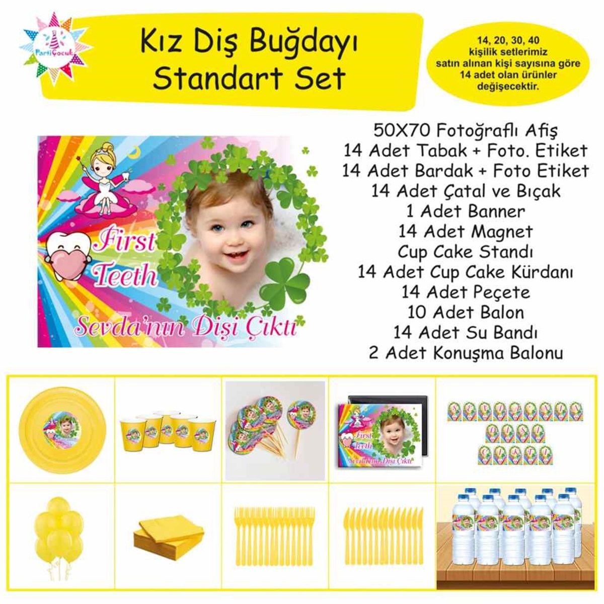 Diş Partisi Şanslı Yonca First Teeth Seti Standart Set 