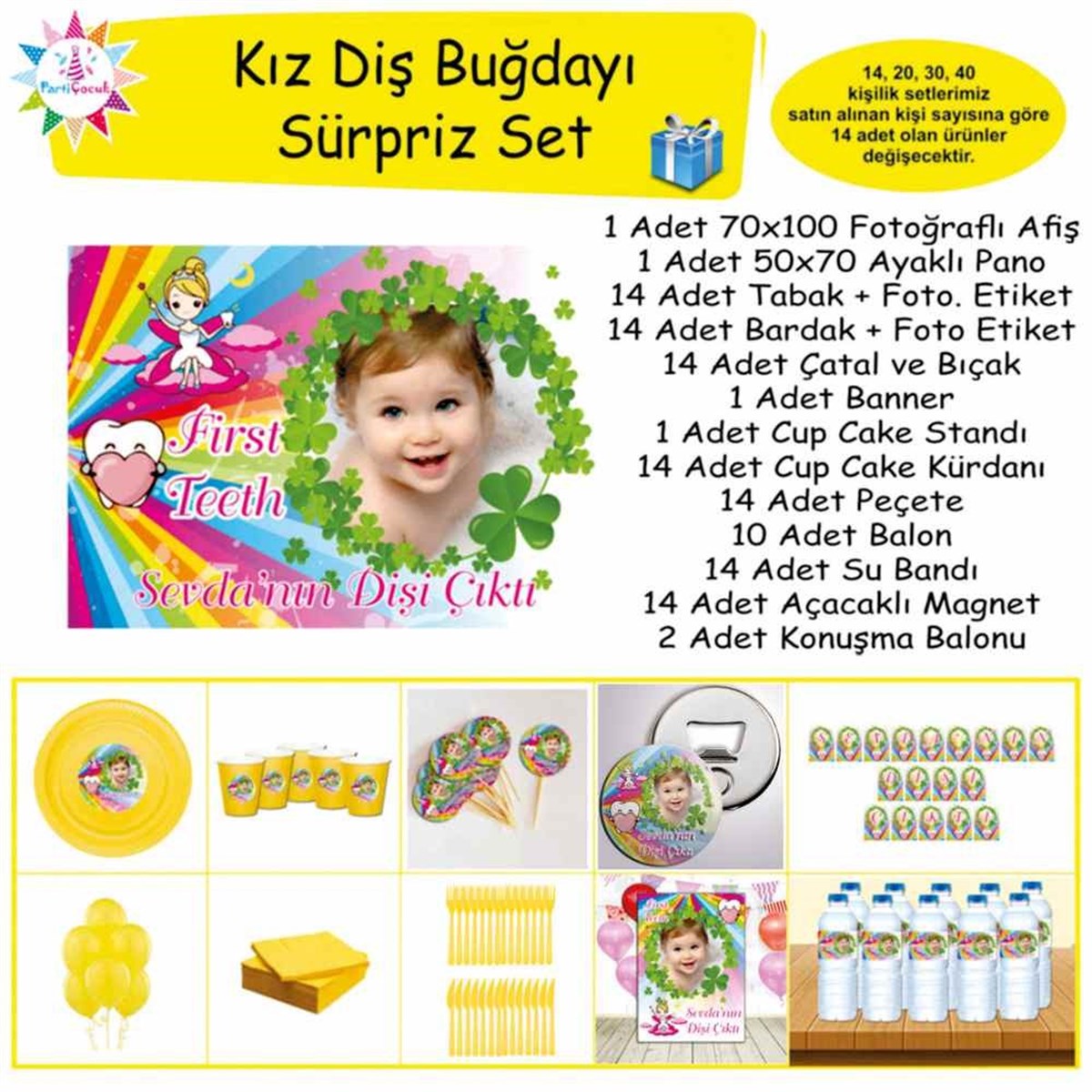 Diş Partisi Şanslı Yonca First Teeth Seti Süpriz Set 
