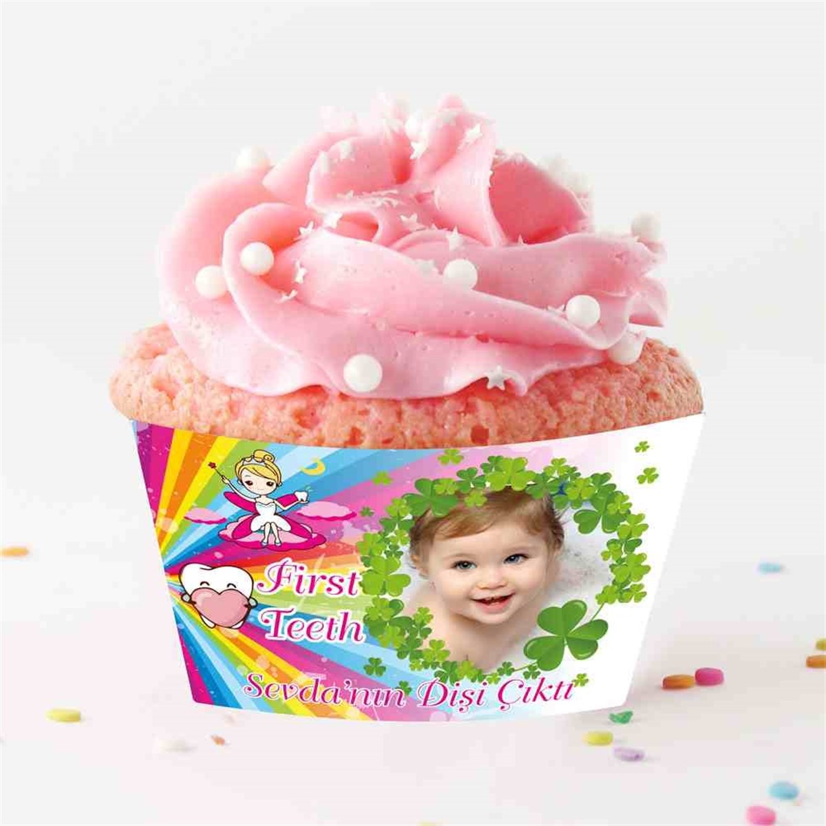 Diş Partisi Şanslı Yonca First Teeth Seti Cupcake Sargısı 