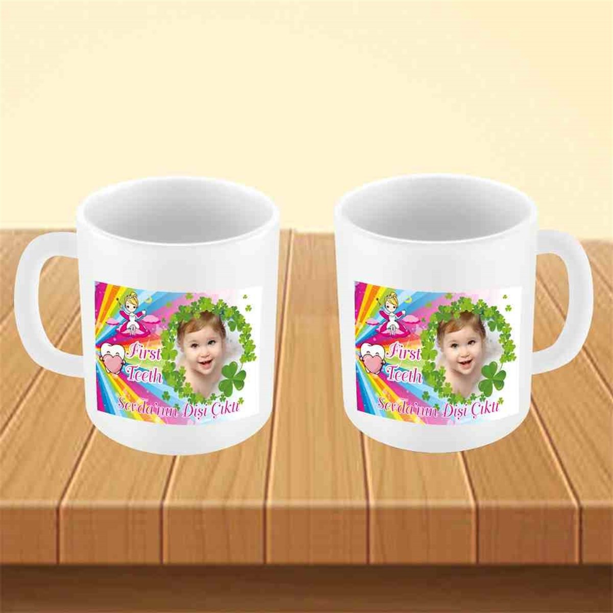 Diş Partisi Şanslı Yonca First Teeth Seti Kupa Bardak Mug 