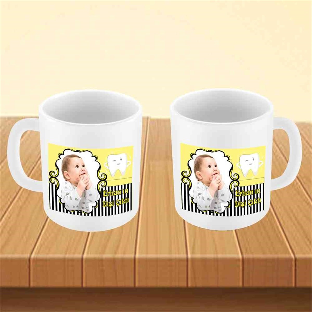 Diş Partisi Sarı Siyah Temalı Kupa Bardak Mug  