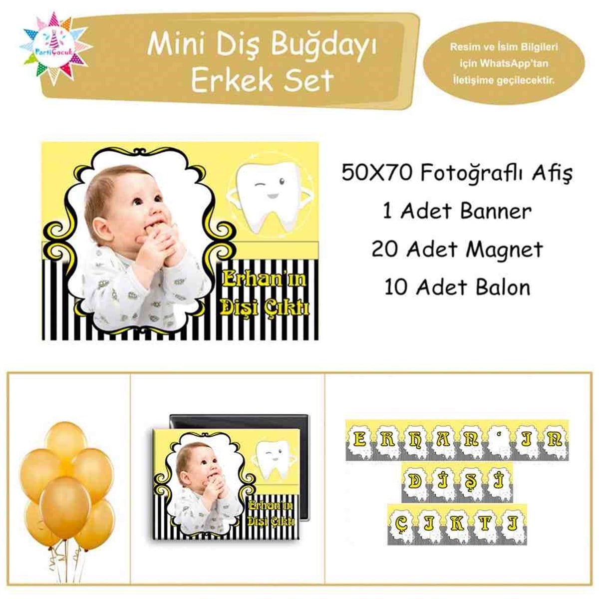 Diş Partisi Sarı Siyah Temalı Mini Set 