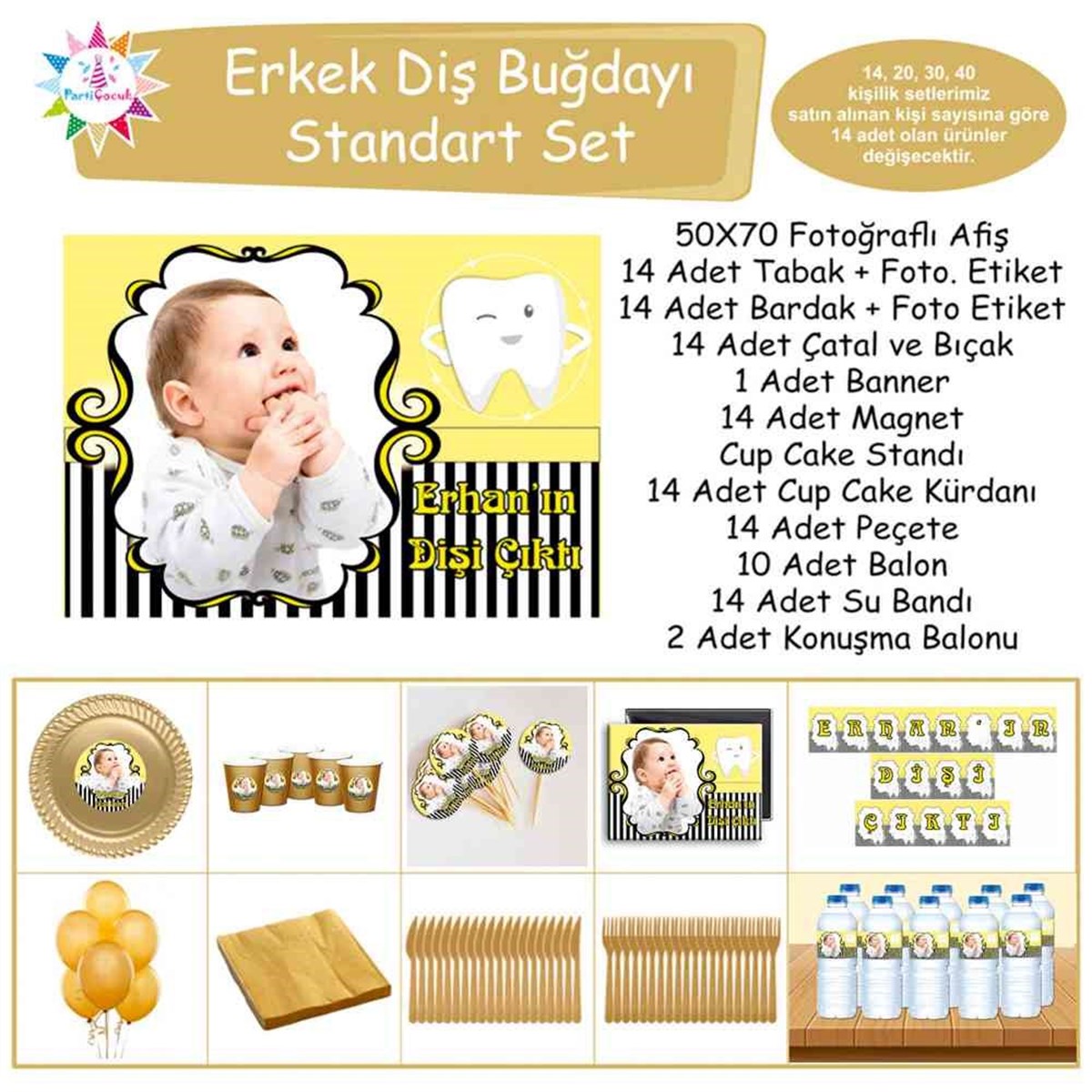 Diş Partisi Sarı Siyah Temalı Standart Set 