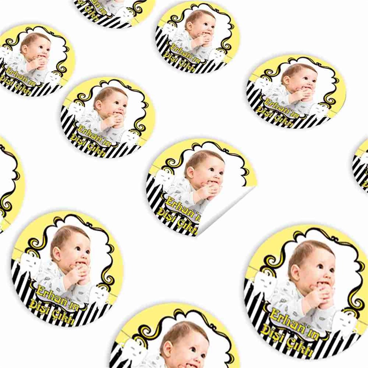 Diş Partisi Sarı Siyah Temalı Sticker 30 Adet 