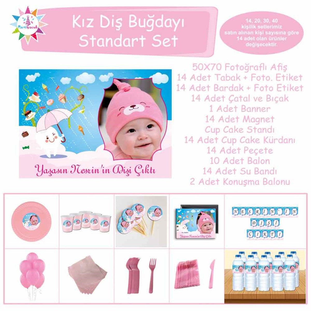 Diş Partisi Şemsiyeli Diş Konsept Standart Set 
