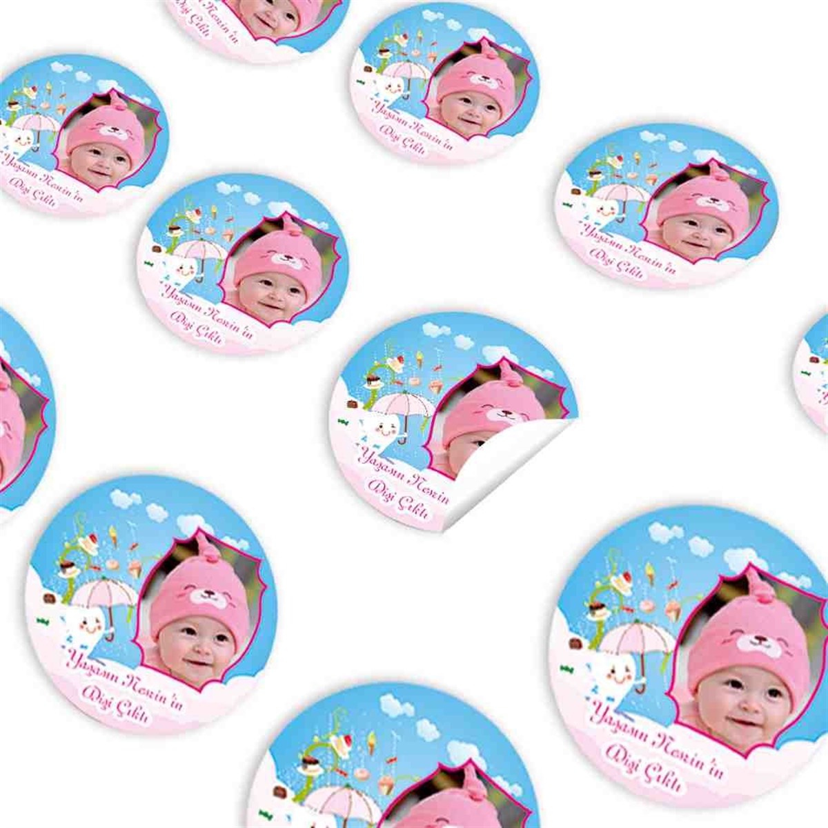 Diş Partisi Şemsiyeli Diş Konsept Sticker 30 Adet 