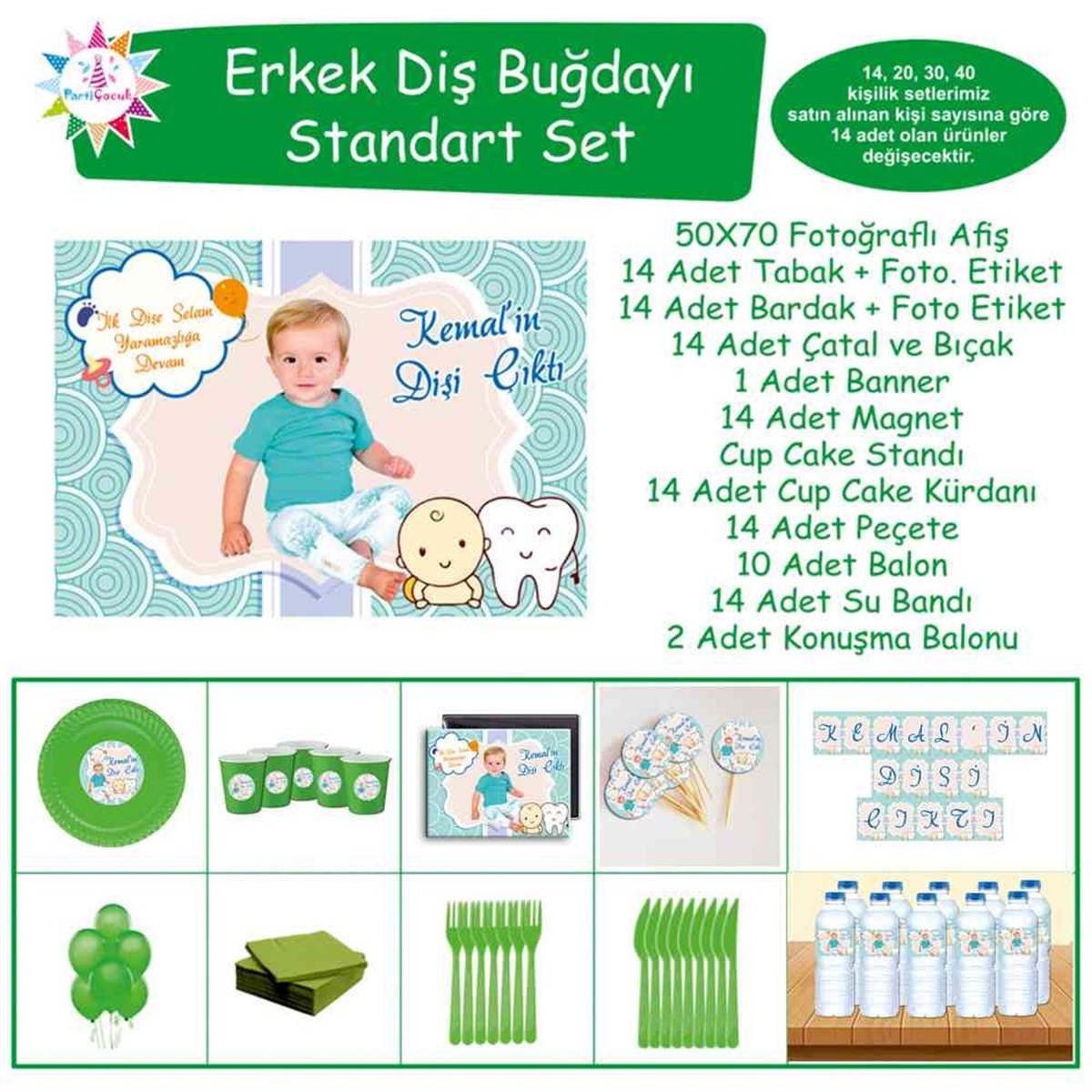 Diş Partisi Sevimli Çocuk ve Diş Standart Set 