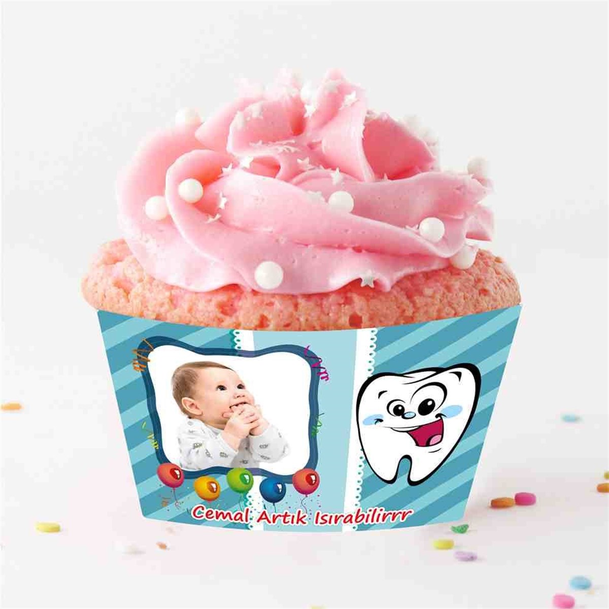 Diş Partisi Sevimli Utangaç Cupcake Sargısı 