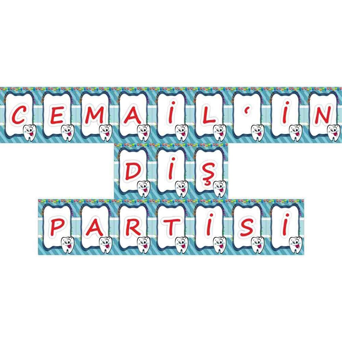 Diş Partisi Sevimli Utangaç Parti Malzemeleri Harf Banner 