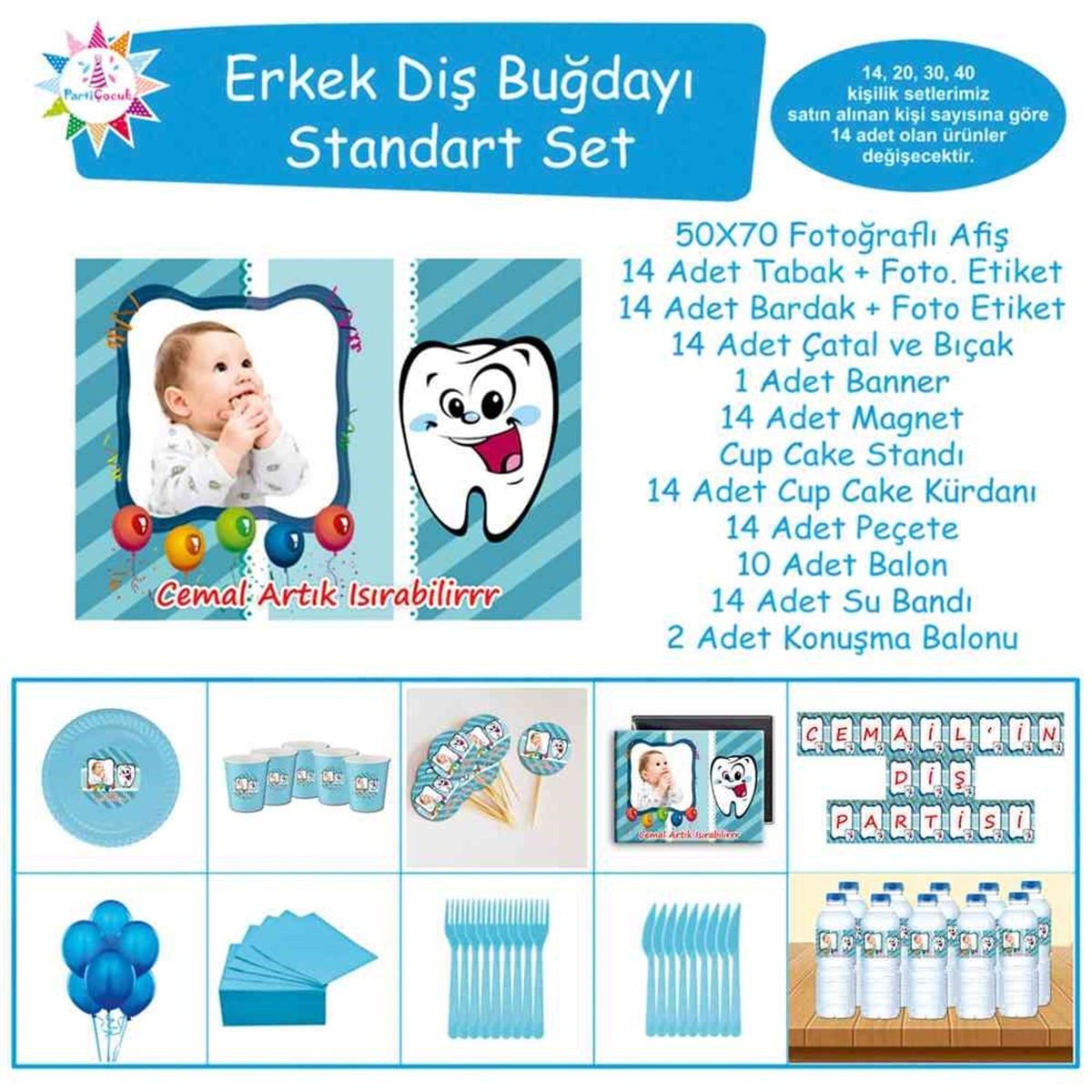 Diş Partisi Sevimli Utangaç Standart Set 