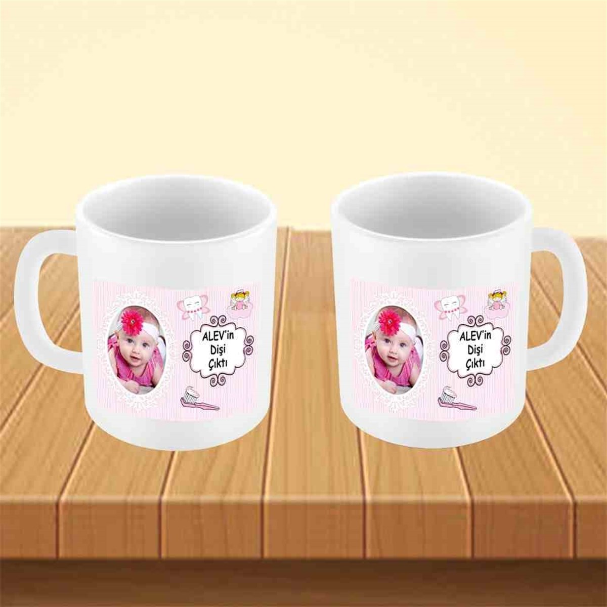 Diş Partisi Şık Kırmızı Melek Diş Parti Seti Kupa Bardak Mug 