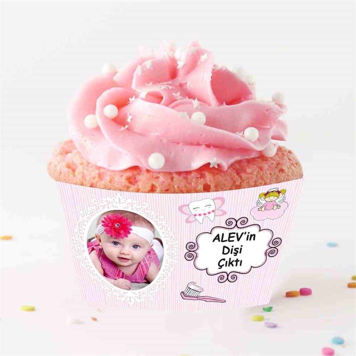 Diş Partisi Şık Kırmızı Melek Diş Parti Seti Cupcake Sargısı 