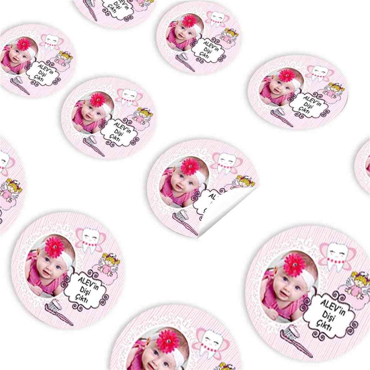 Diş Partisi Şık Kırmızı Melek Diş Parti Seti Sticker 30 Adet 