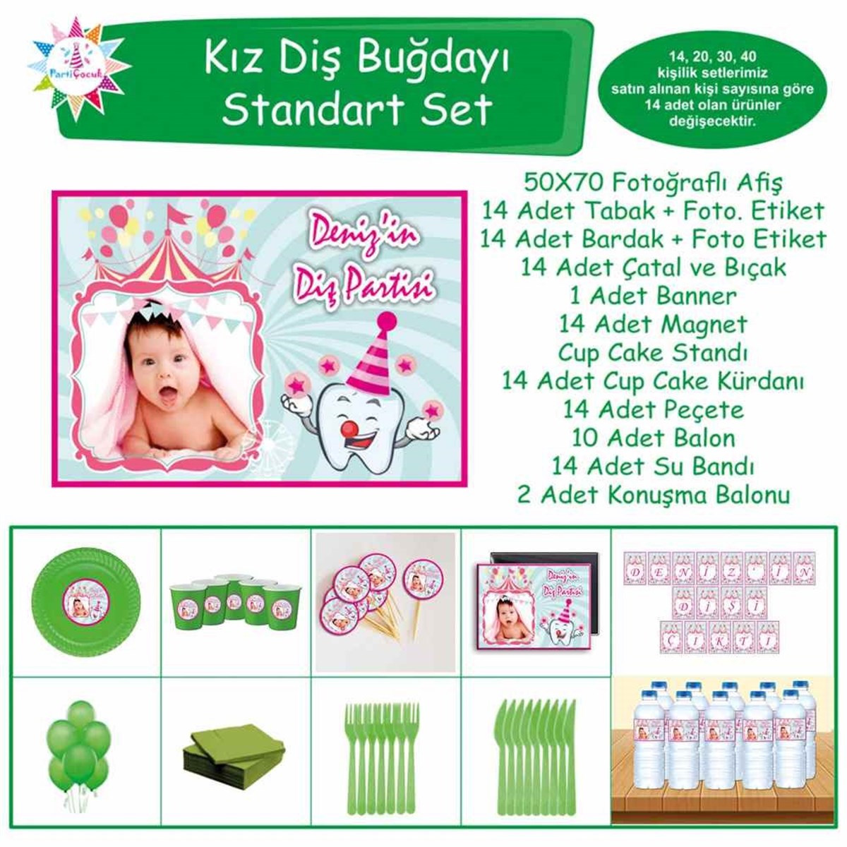 Diş Partisi Sirk ve Palyaço Diş Standart Set 