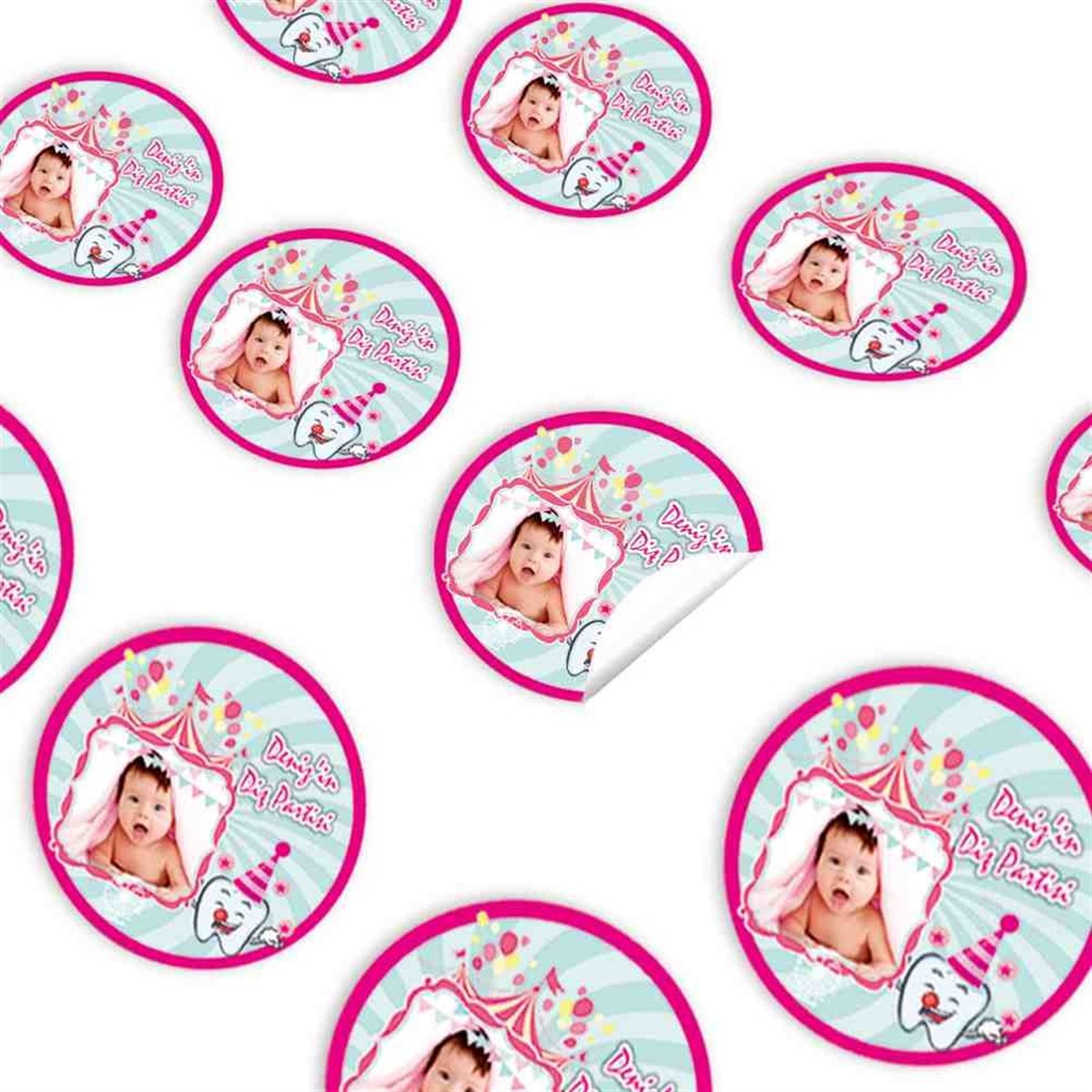 Diş Partisi Sirk ve Palyaço Diş Sticker 30 Adet 