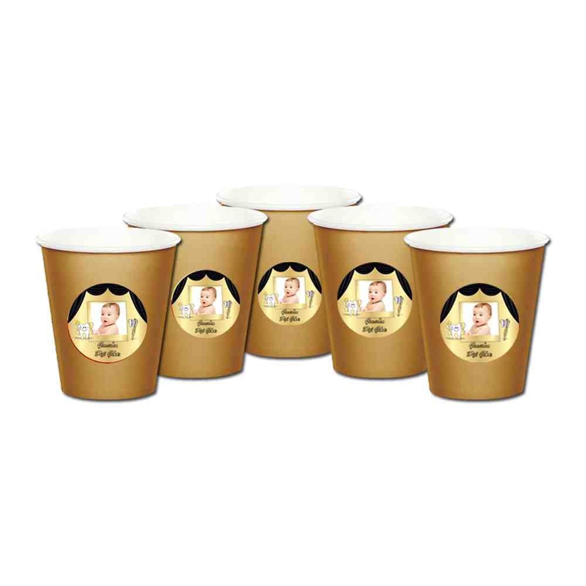 Diş Partisi Siyah Gold Perdeli Konsept Bardak 5 Adet 