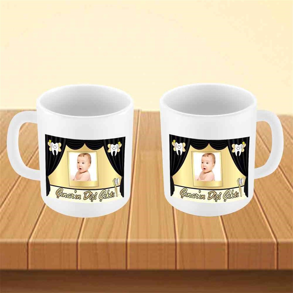 Diş Partisi Siyah Gold Perdeli Konsept Kupa Bardak Mug  