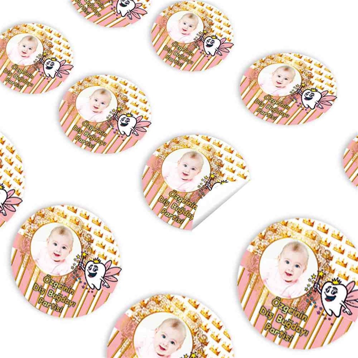 Diş Partisi Taçlı ve Dişten Peri Sticker 30 Adet 