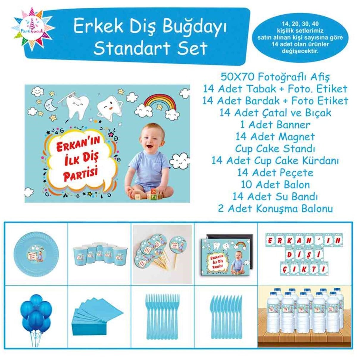 Diş Partisi Uçan Dişler Gökkuşağı Standart Set 