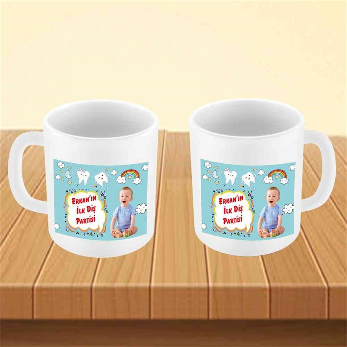 Diş Partisi Uçan Dişler Gökkuşağı Temalı Kupa Bardak Mug  