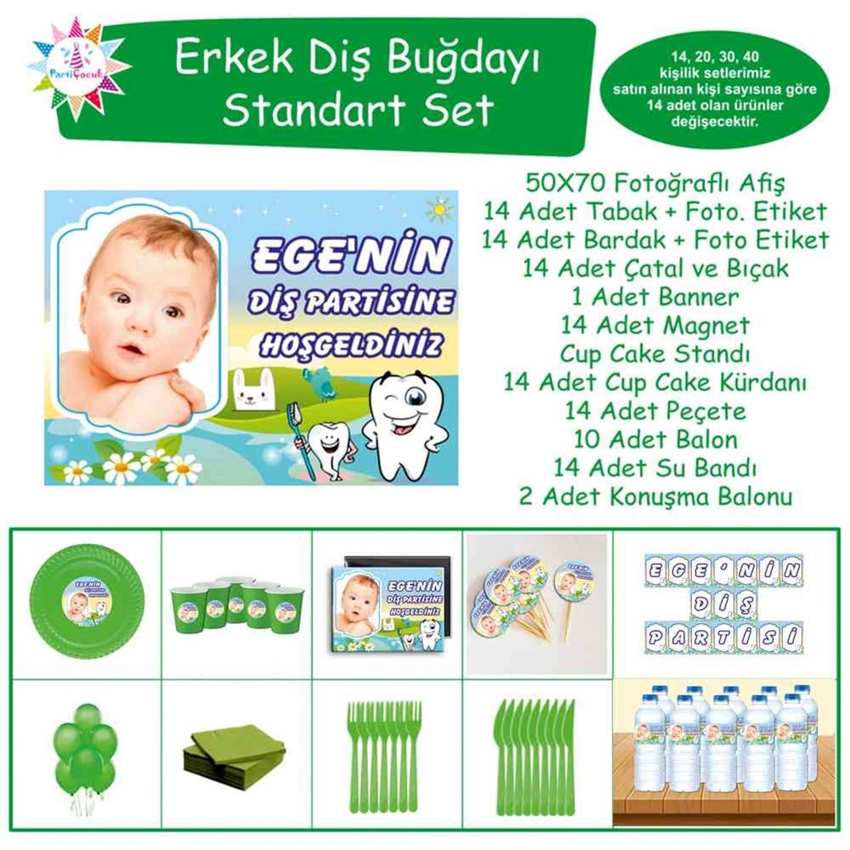 Diş Partisi Yeşil Dünya Standart Set 