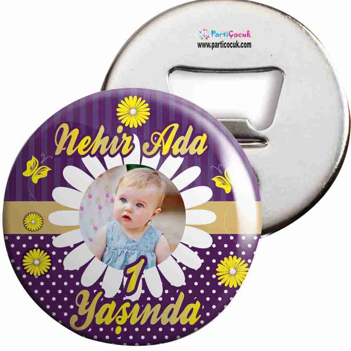 Doğum Günü Açacaklı Magnet Mor Papatya Konsepti 