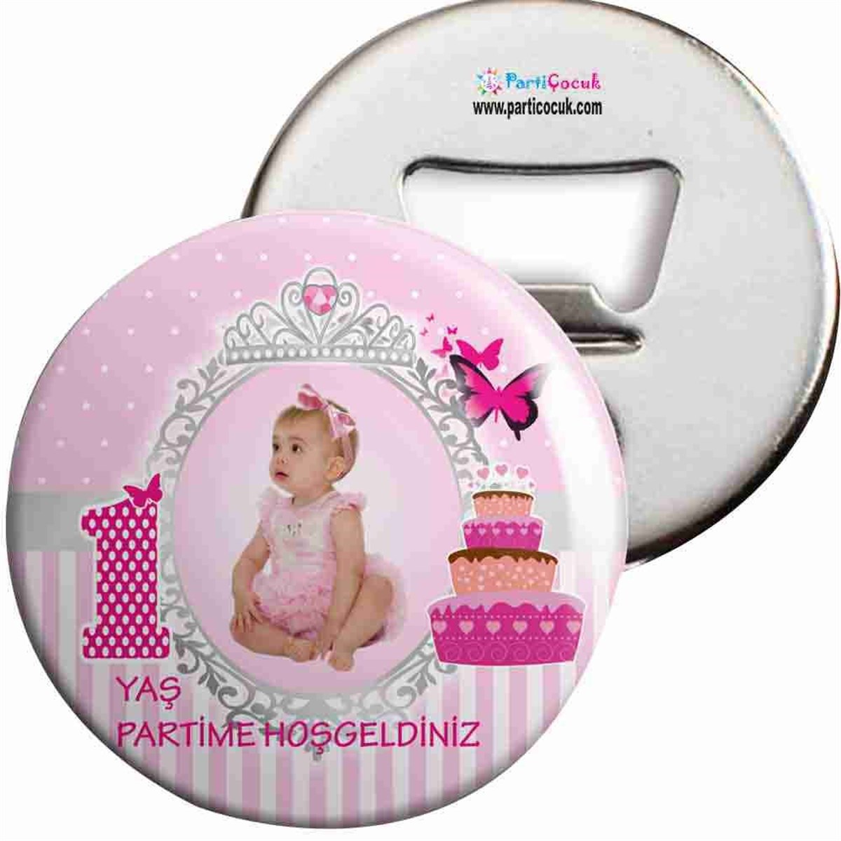 Doğum Günü Açacaklı Magnet Pembe Kelebek Pasta Konsept 