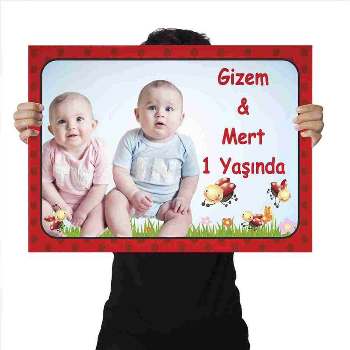 Doğum Günü Afiş Kırmızı Puantiyeli Konsepti Kişiye Özel  
