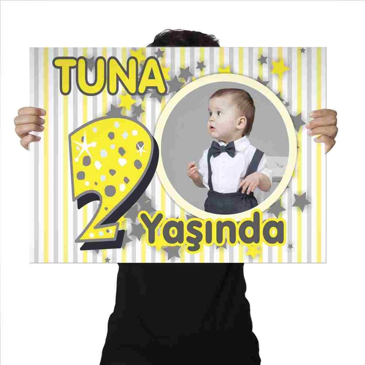 Doğum Günü Afiş Sarı Yıldızlı Konsept 