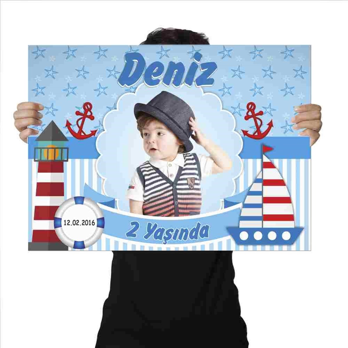 Doğum Günü Afişi Denizci Konsept 