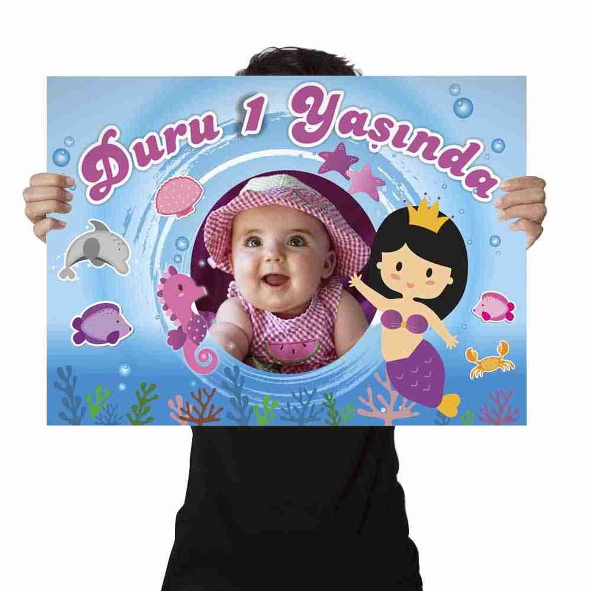 Doğum Günü Afişi Denizde Deniz kızı Konsept 