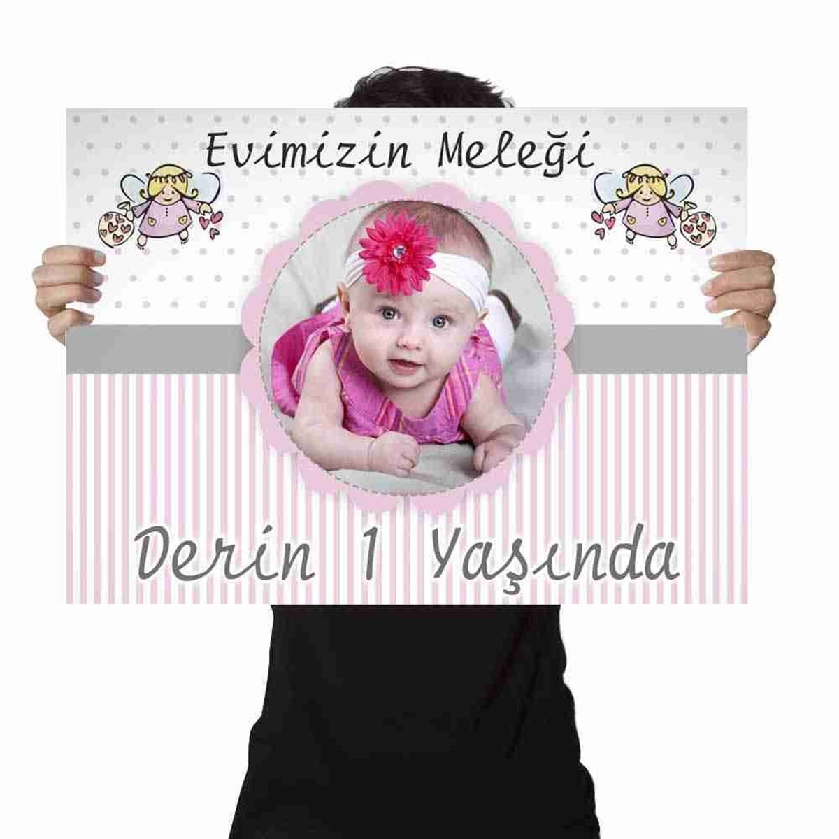 Doğum Günü Afişi Gümüş Melek Konsepti 