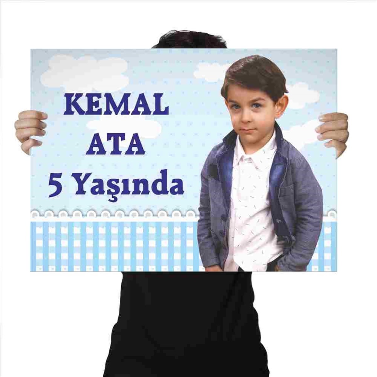 Doğum Günü Afişi Mavi Bulutlu Sade Konsept 