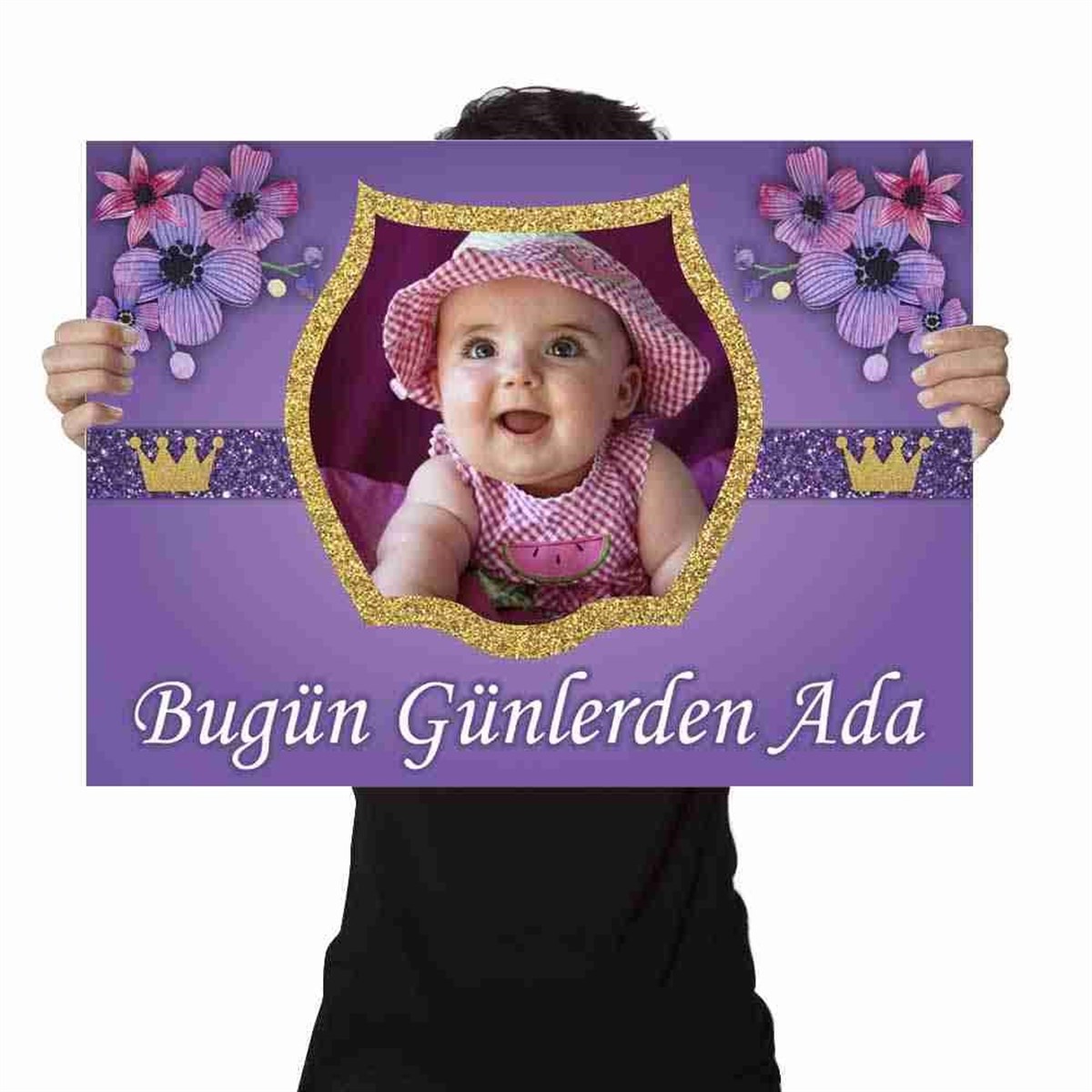 Doğum Günü Afişi Mor Çiçekli Konsept 