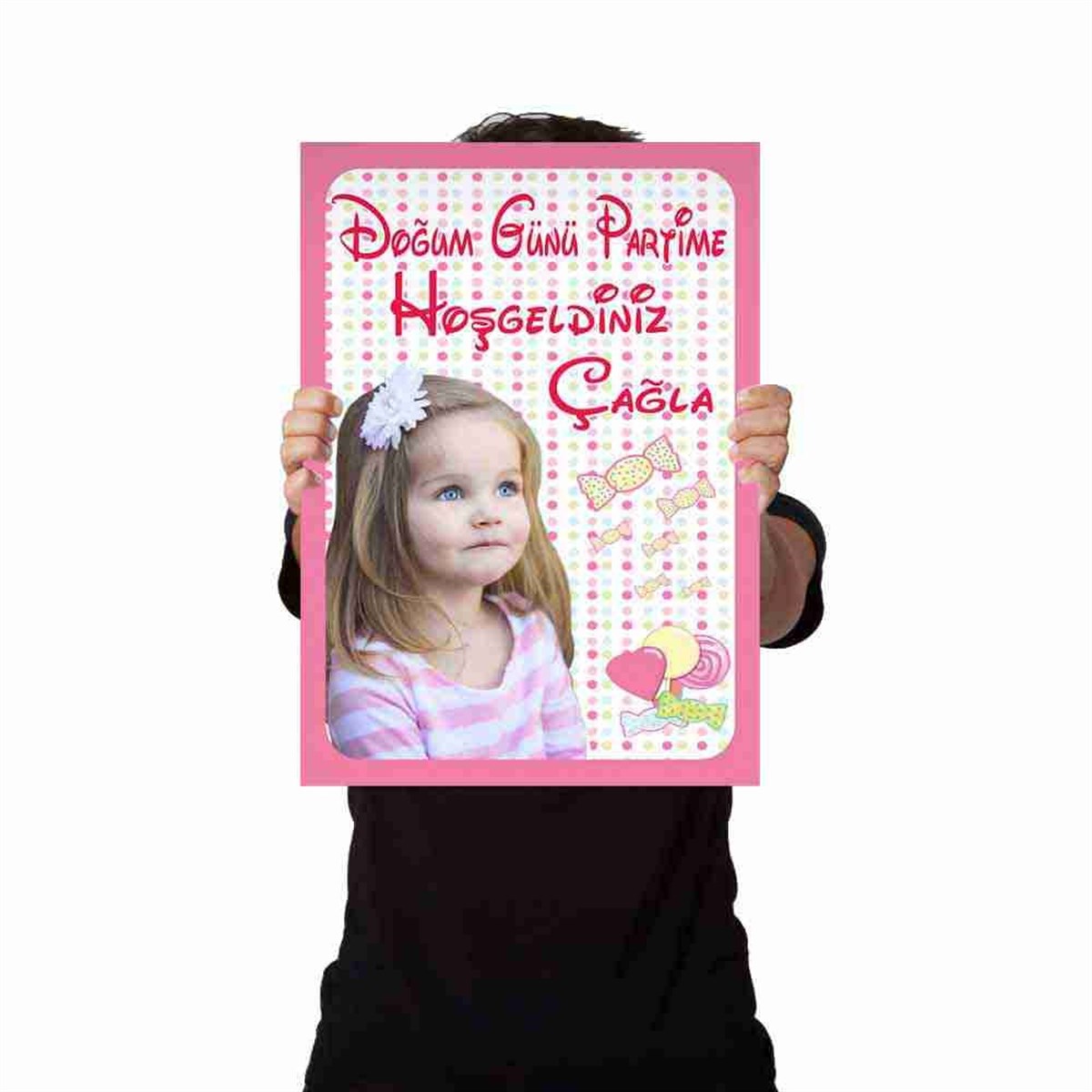 Doğum Günü Afişi Pembe Şeker Konsept 