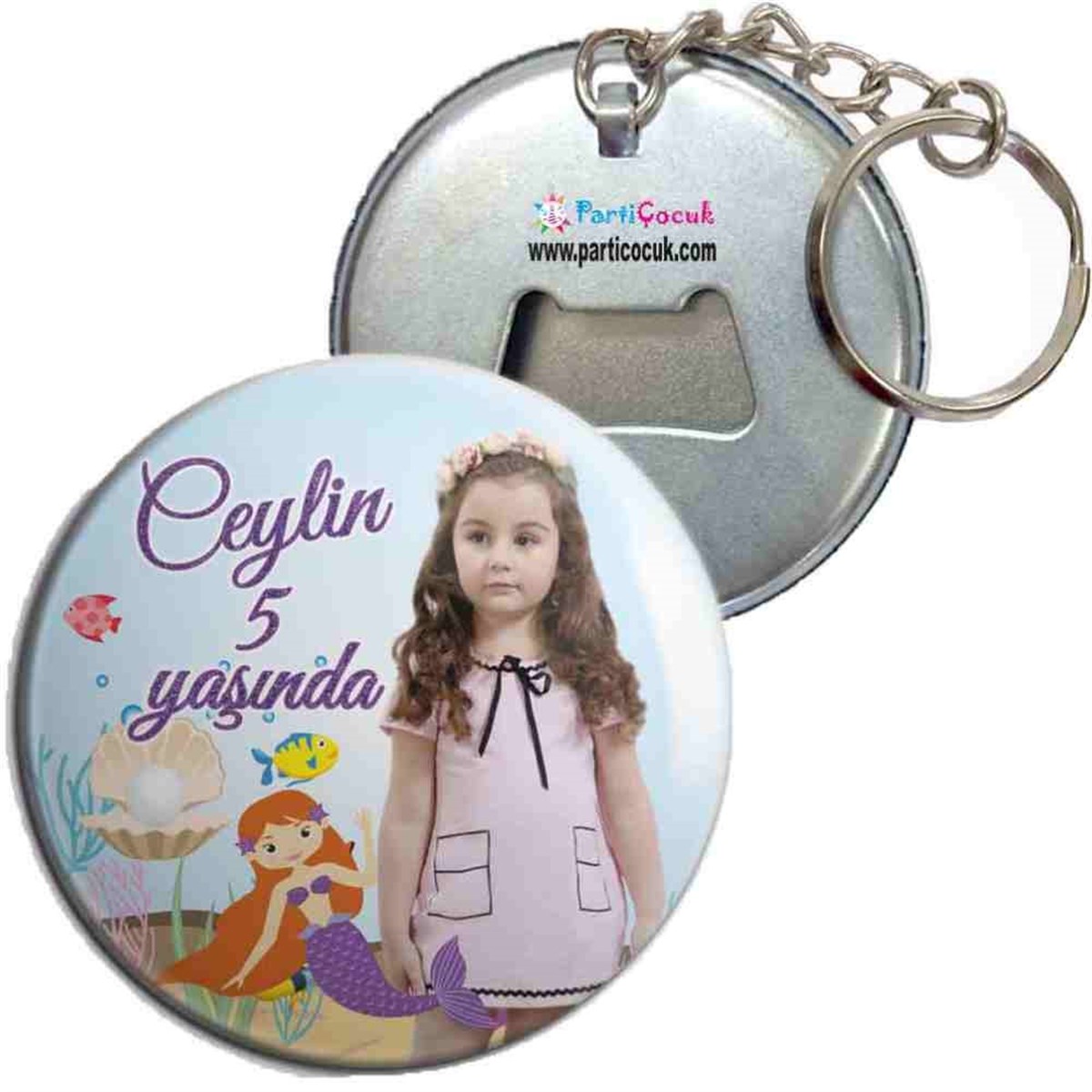Doğum Günü Anahtarlıklı Açacak  Mor Deniz Kızı Konsept 