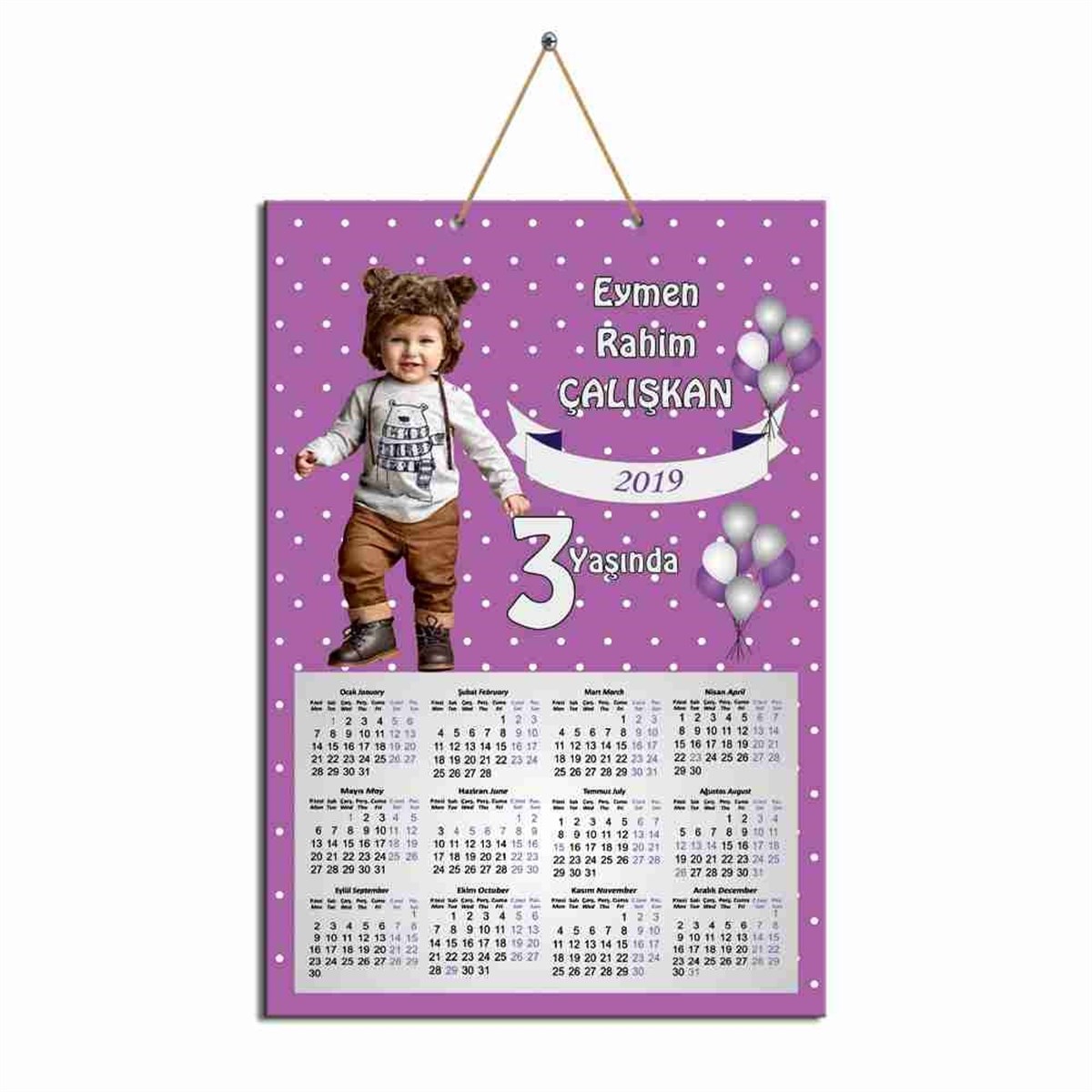 Doğum Günü Balonlu Karton Takvim 