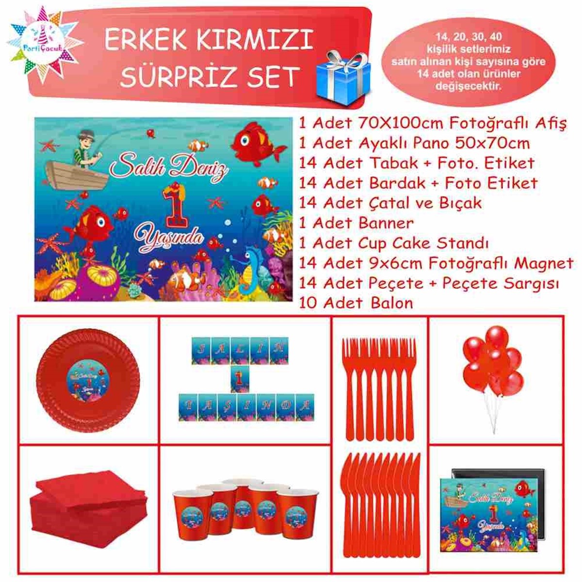 Doğum Günü Deniz Atı Balık Konsept Süpriz Set 