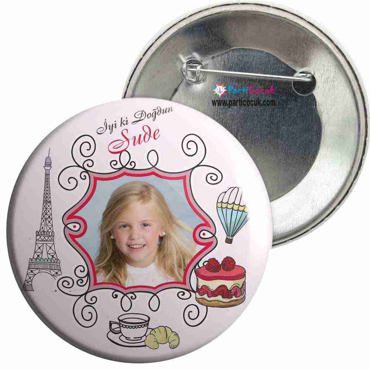 Doğum Günü Eyfel Balonlu İğneli Rozet 